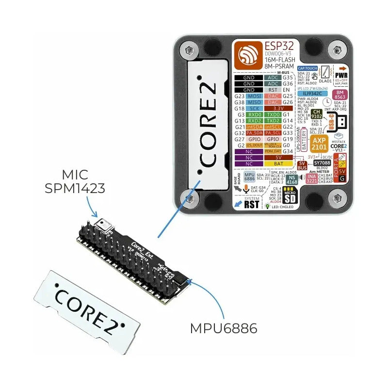 M5Stack Core2 V1.1 ESP32 – Tela Touch, 16 MB Flash e 8 MB PSRAM