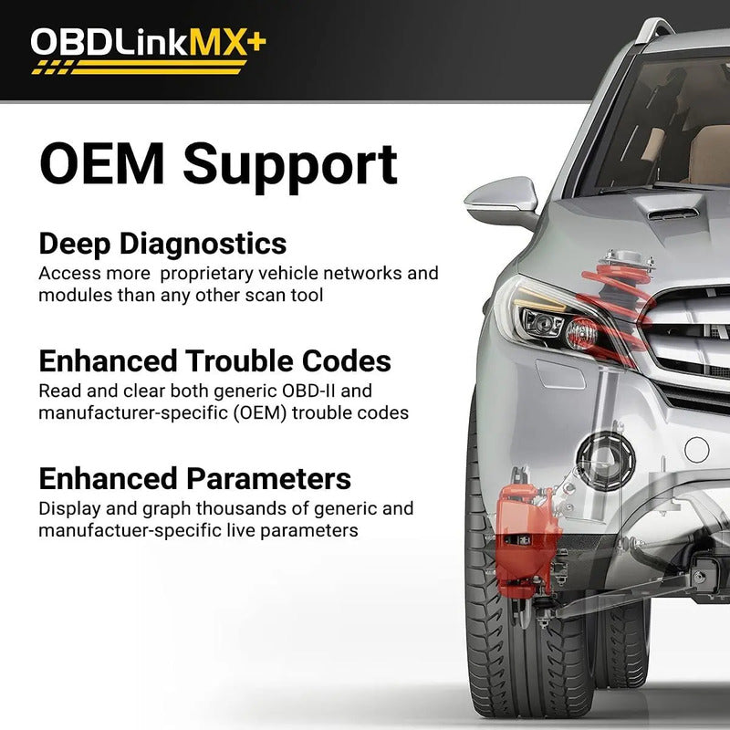 Scanner OBD2 Bluetooth OBDLink MX+ com cabo de 16 pinos para motos BMW