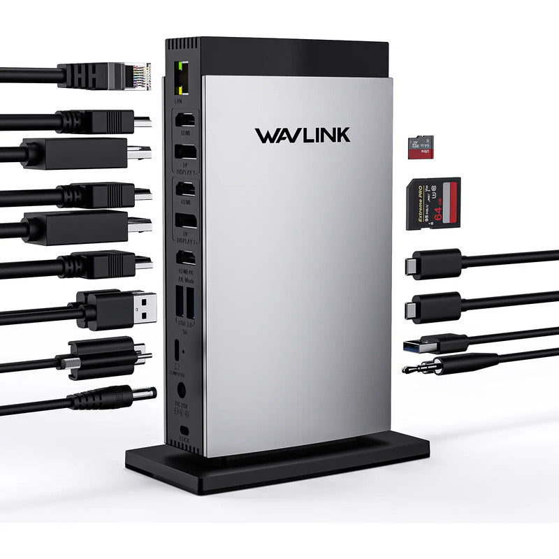Dock Station Wavlink WL-UG63PD13Pro 15 em 1 DisplayLink e PD 100 W