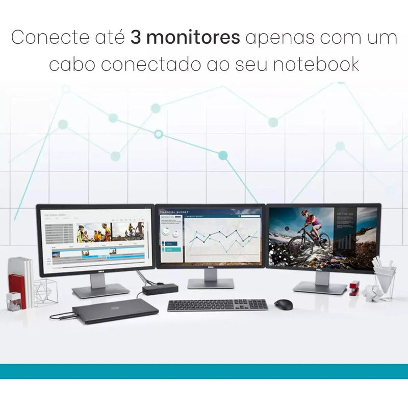 Dock Station Dell WD19S com Fonte 180 W – USB-C e Triplo Monitor