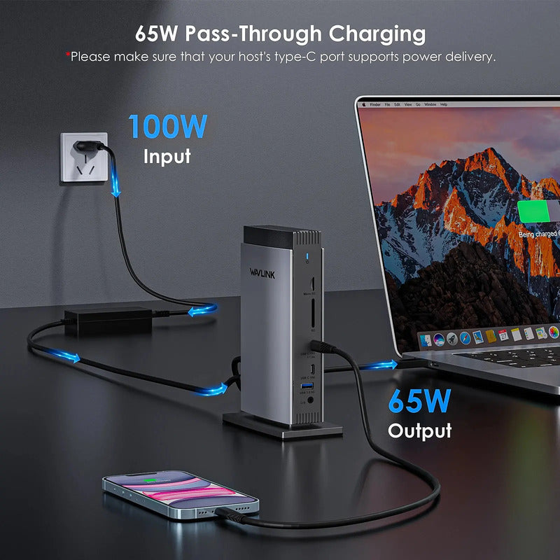 Dock Station Wavlink WL-UG63PD13Pro 15 em 1 DisplayLink e PD 100 W