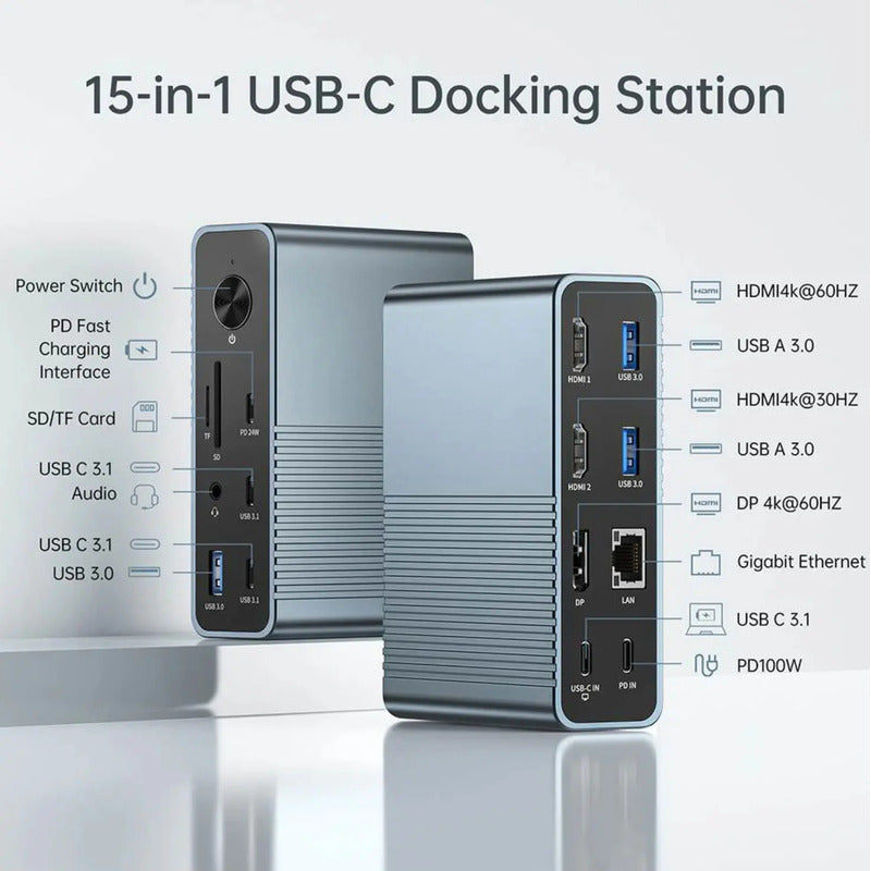 Dock Station ACASIS DS7A15 15 em 1 – até 4 Monitores e PD 100 W