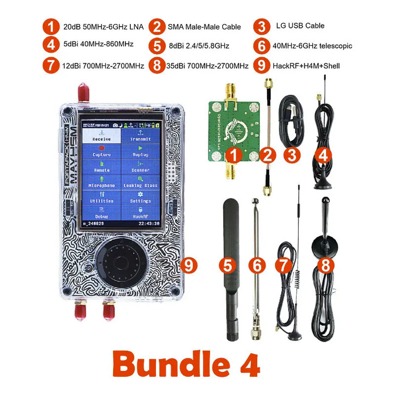 Rádio SDR HackRF One R10 com PortaPack H4M e Antenas – 1 MHz a 6 GHz