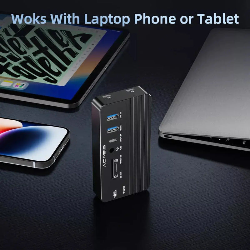 Dock Station ACASIS 10 em 1 com Case SSD M.2, HDMI 4K e PD 100 W
