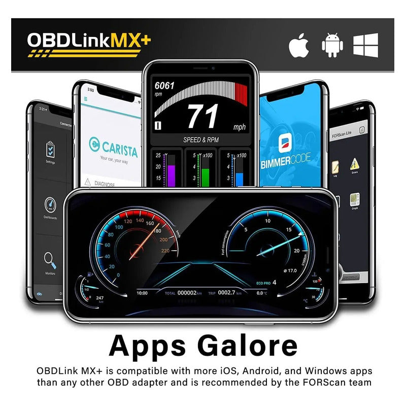 Scanner OBD2 Bluetooth OBDLink MX+ para Android, iOS e Windows