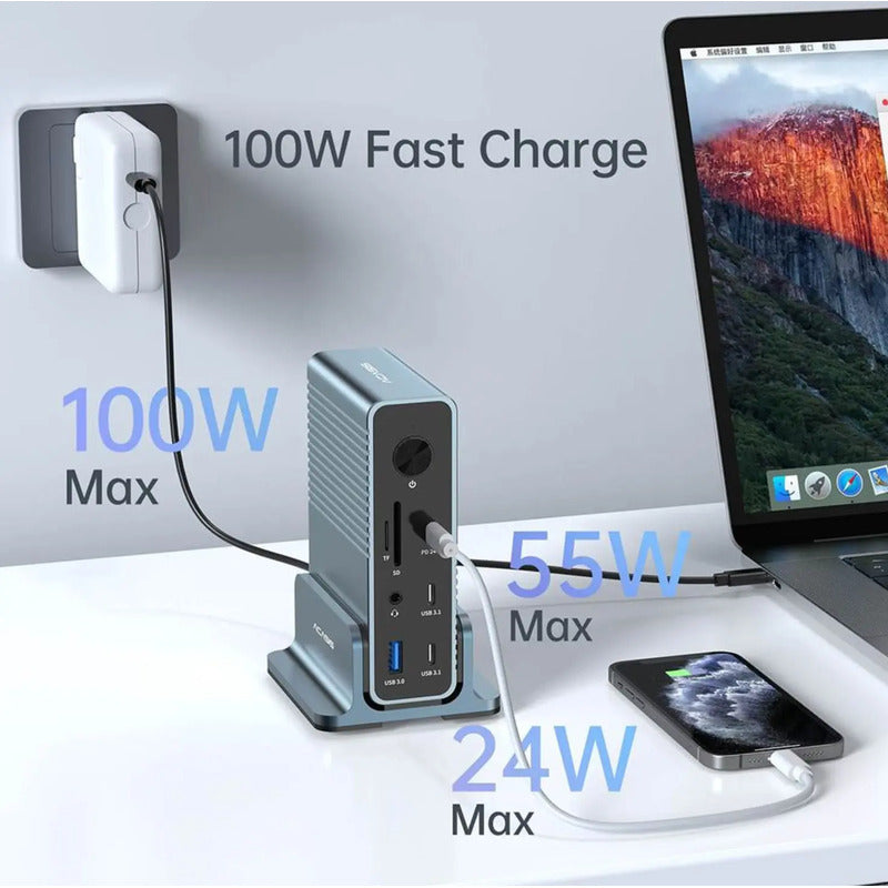 Dock Station ACASIS DS7A15 15 em 1 – até 4 Monitores e PD 100 W