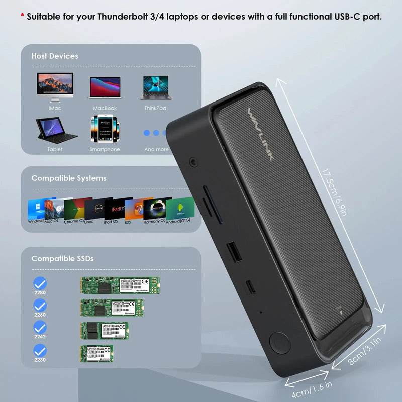 Dock Station Wavlink WL-UMD23M 13 em 1 com SSD M.2 e Triplo Monitor 4K