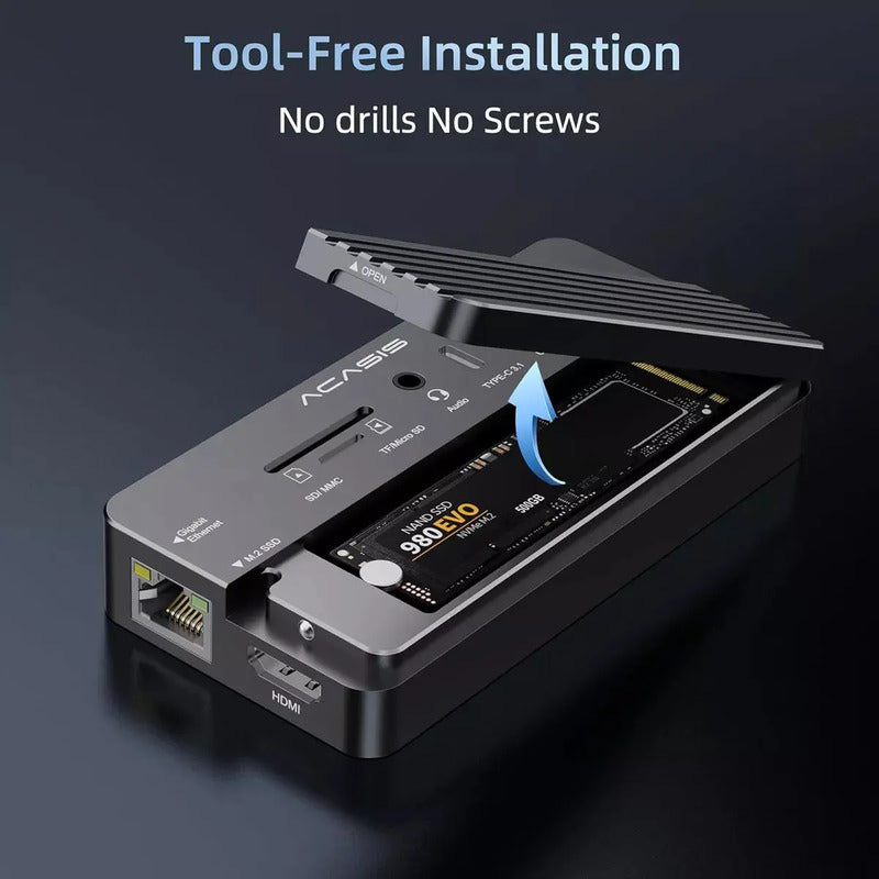 Dock Station ACASIS 10 em 1 com Case SSD M.2, HDMI 4K e PD 100 W